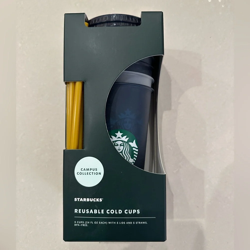 NWT FIU Starbucks, FIU Collection Reusable Cold Cups, Set of 5 (16 FL OZ)